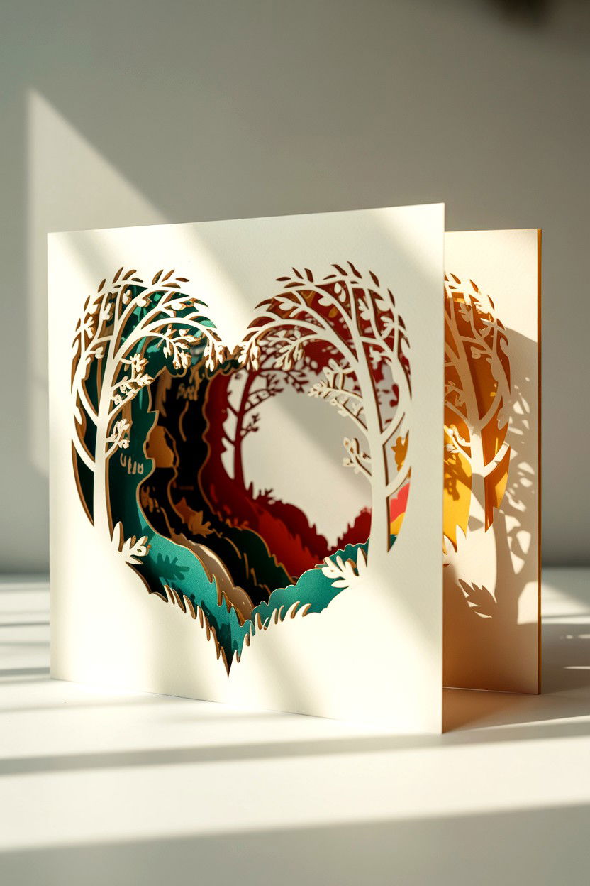 3D Paper Cut Card - 25 Elegant Valentine's Day Card Ideas