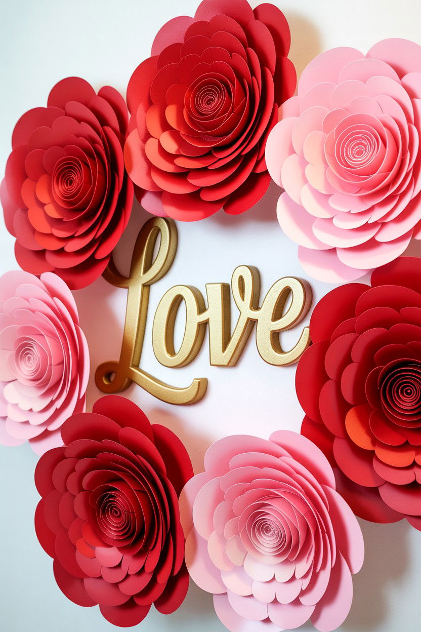 3D Paper Flower Sign - 25 Valentine's Day Love Sign Ideas