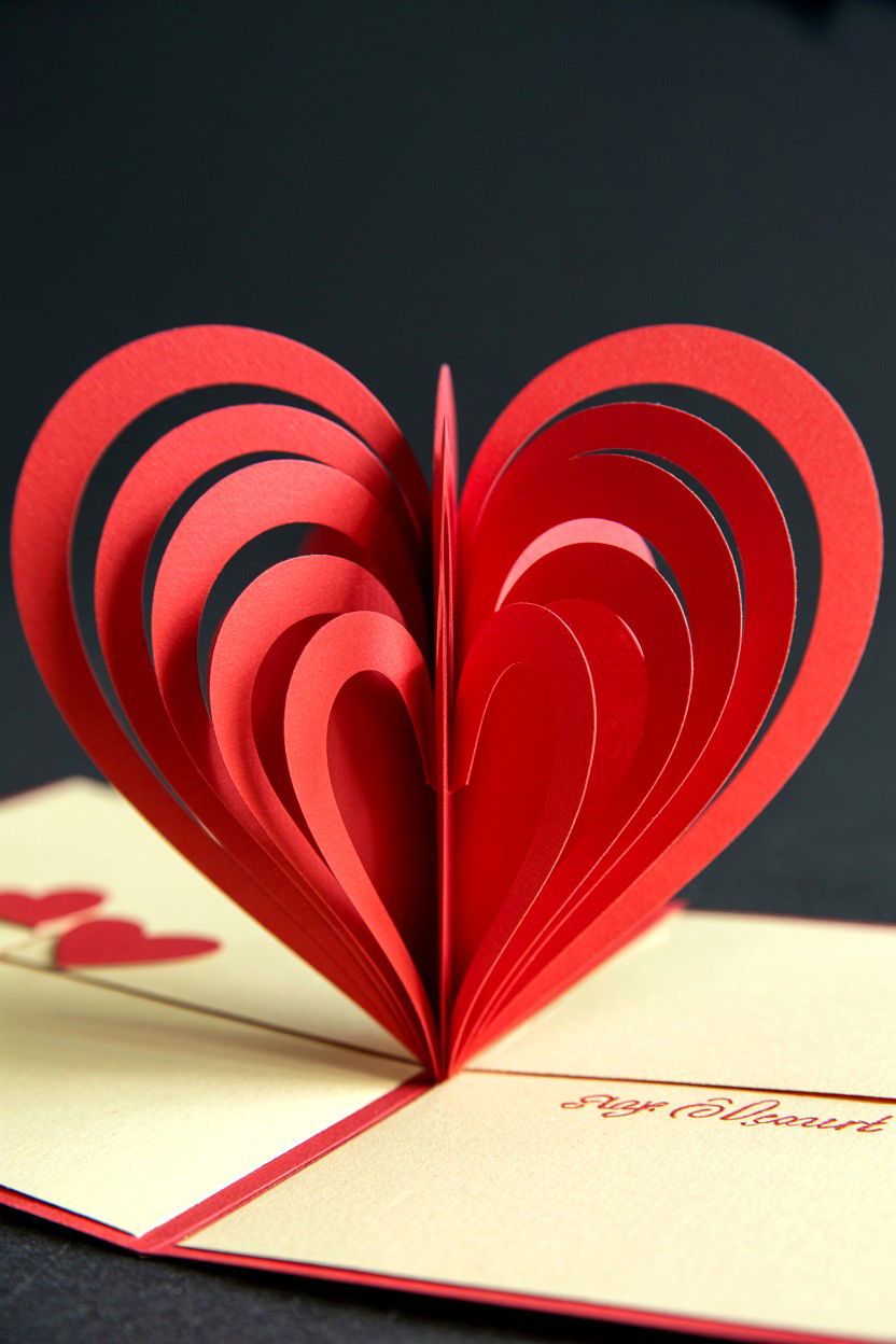 3D Paper Heart - 25 Pop Up Valentine's Day Card Ideas