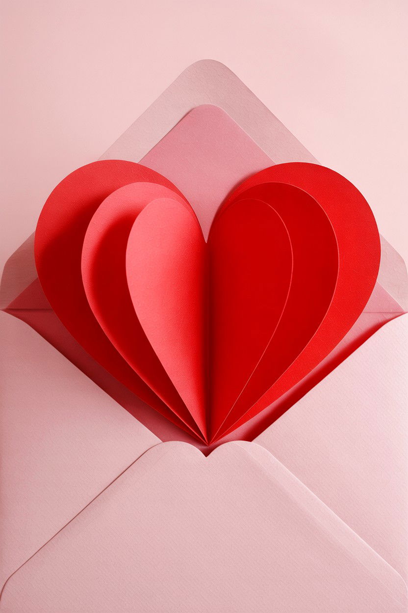 3D Paper Heart Envelope - 25 Valentine's Day Envelope Ideas