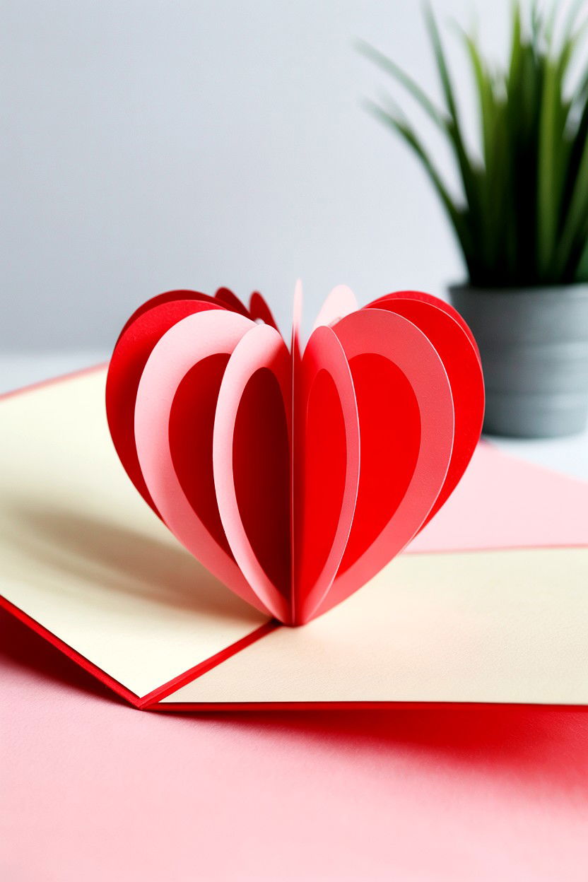 3D Pop Up Heart Card - 25 Heart Valentine's Day Card Ideas