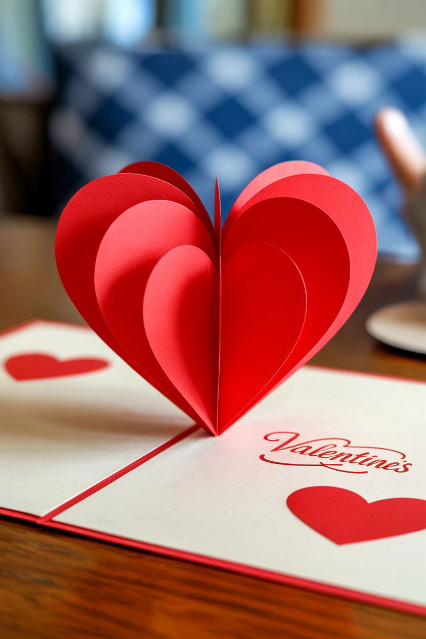 3D Pop Up Heart Card - 25 Romantic Valentine's Day Card Ideas