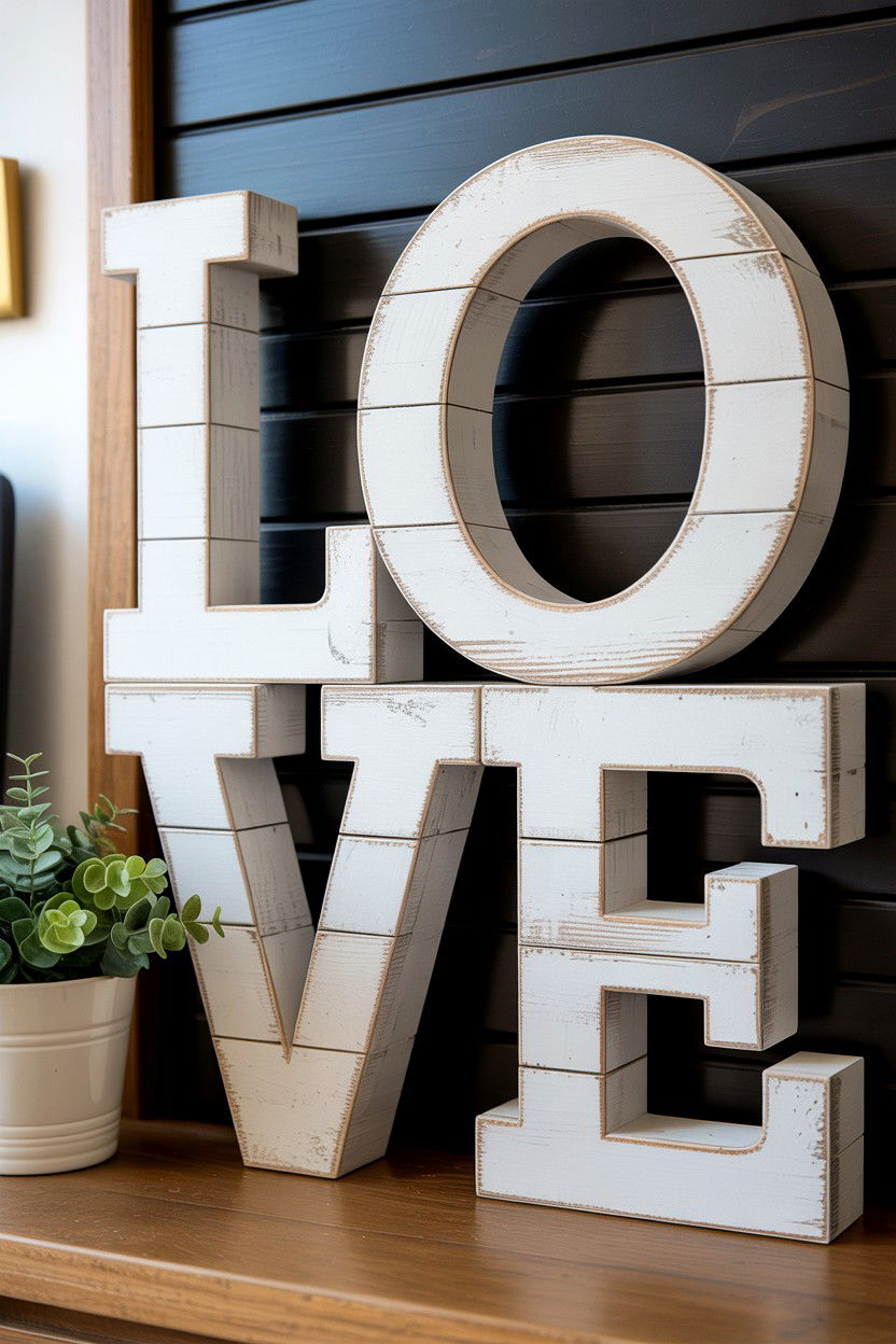 3D Wood Letters - 25 Rustic Valentine's Day Sign Ideas