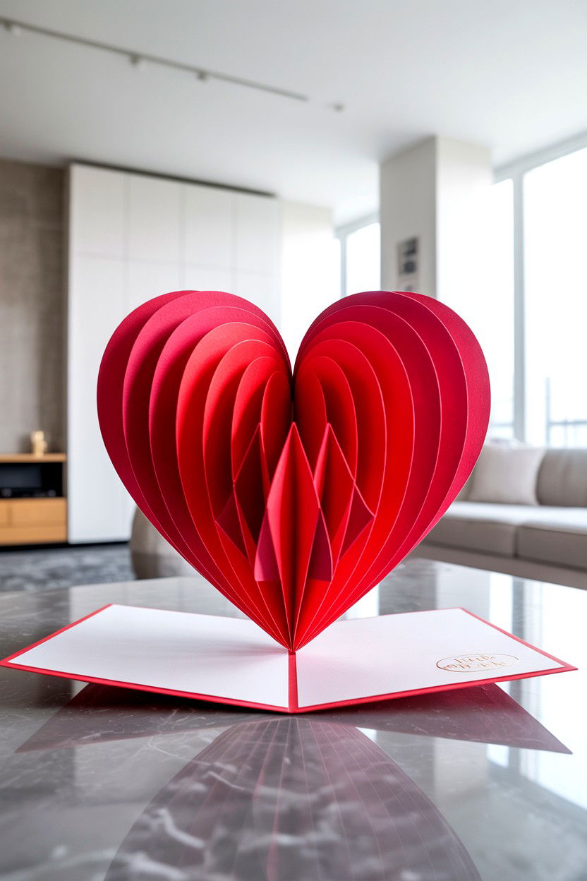 3D pop up heart card - 25 Cute Valentine's Day Card Ideas