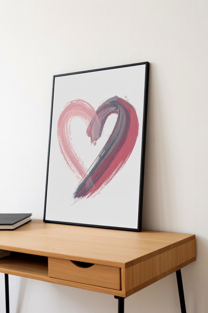 Abstract Heart Print - 25 Minimalist Valentine's Day Decor Ideas