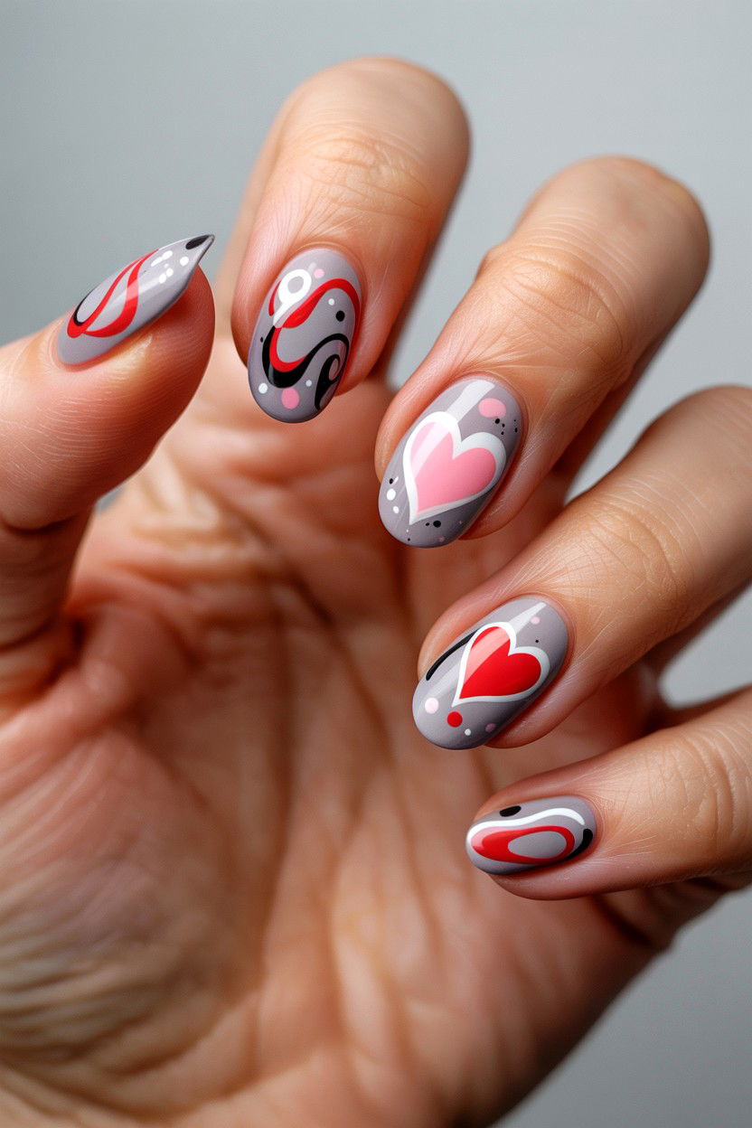 Abstract Heart Stickers - 25 Valentine's Day Nail Sticker Ideas