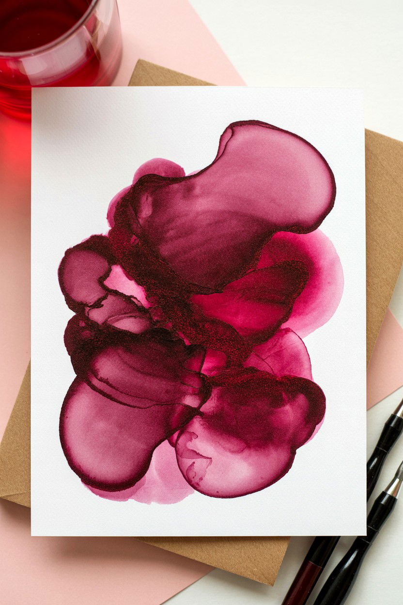 Abstract Ink Wash Card - 25 Romantic Valentine's Day Card Ideas