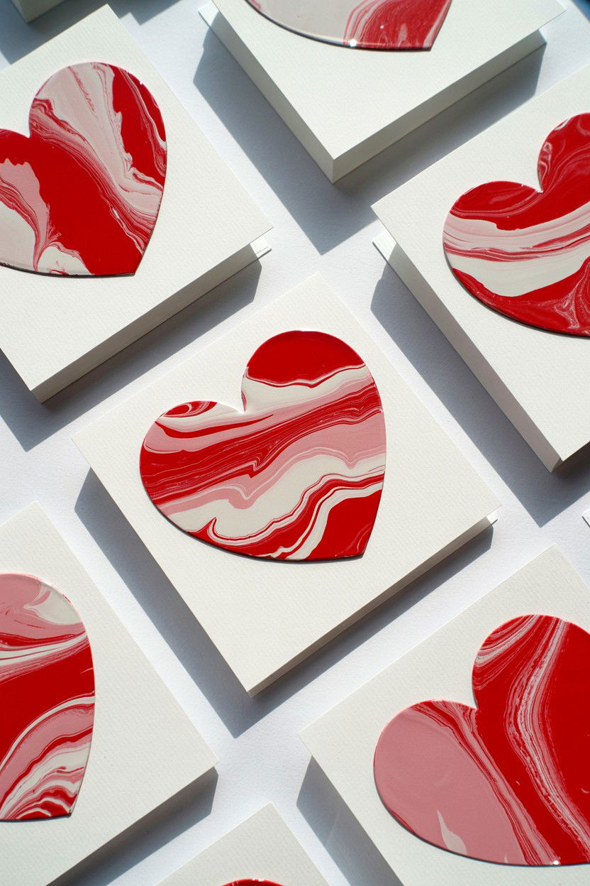 Abstract paint pour cards - 25 Creative Valentine's Day Card Ideas