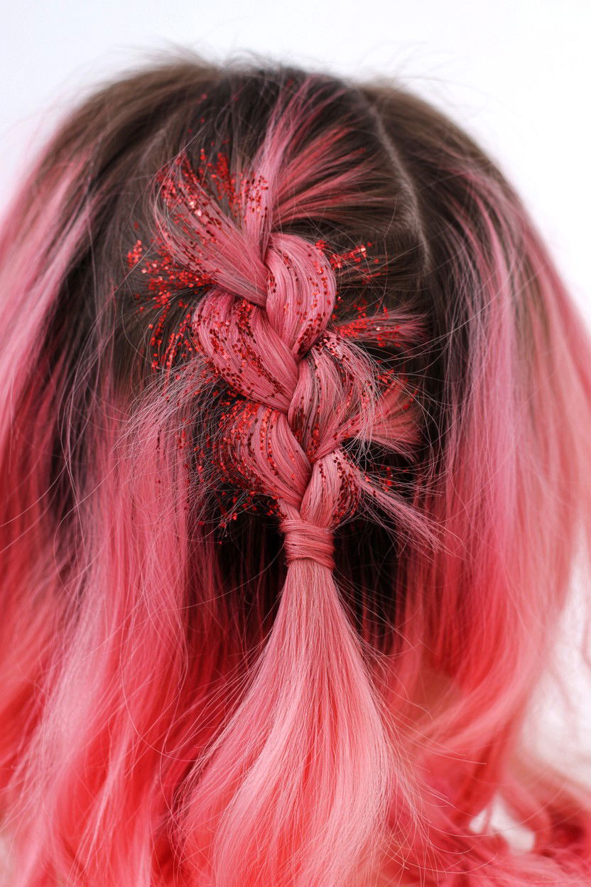 Accent Braid With Glitter - 25 Valentine's Day Braided Hairstyles
