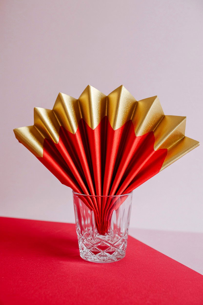 Accordion Fan Napkin - 25 Valentine's Day Napkin Folding Ideas