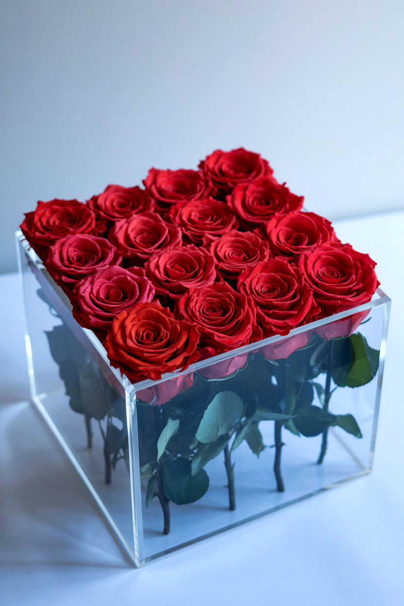 Acrylic Flower Box - 25 Valentine's Day Preserved Flower Ideas