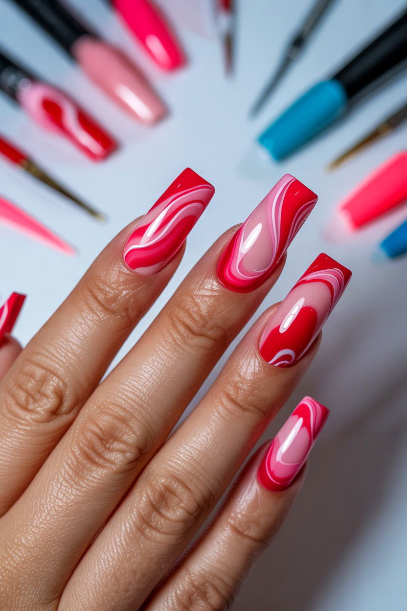 Acrylic Marble Nails - 25 Marble Valentine's Day Nail Ideas