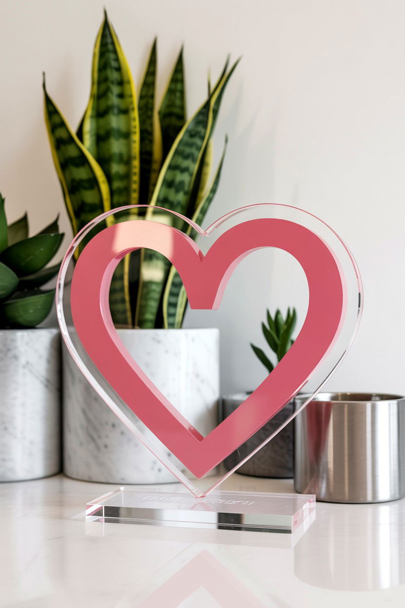 Acrylic heart sign - 25 Valentine's Day Welcome Sign Ideas
