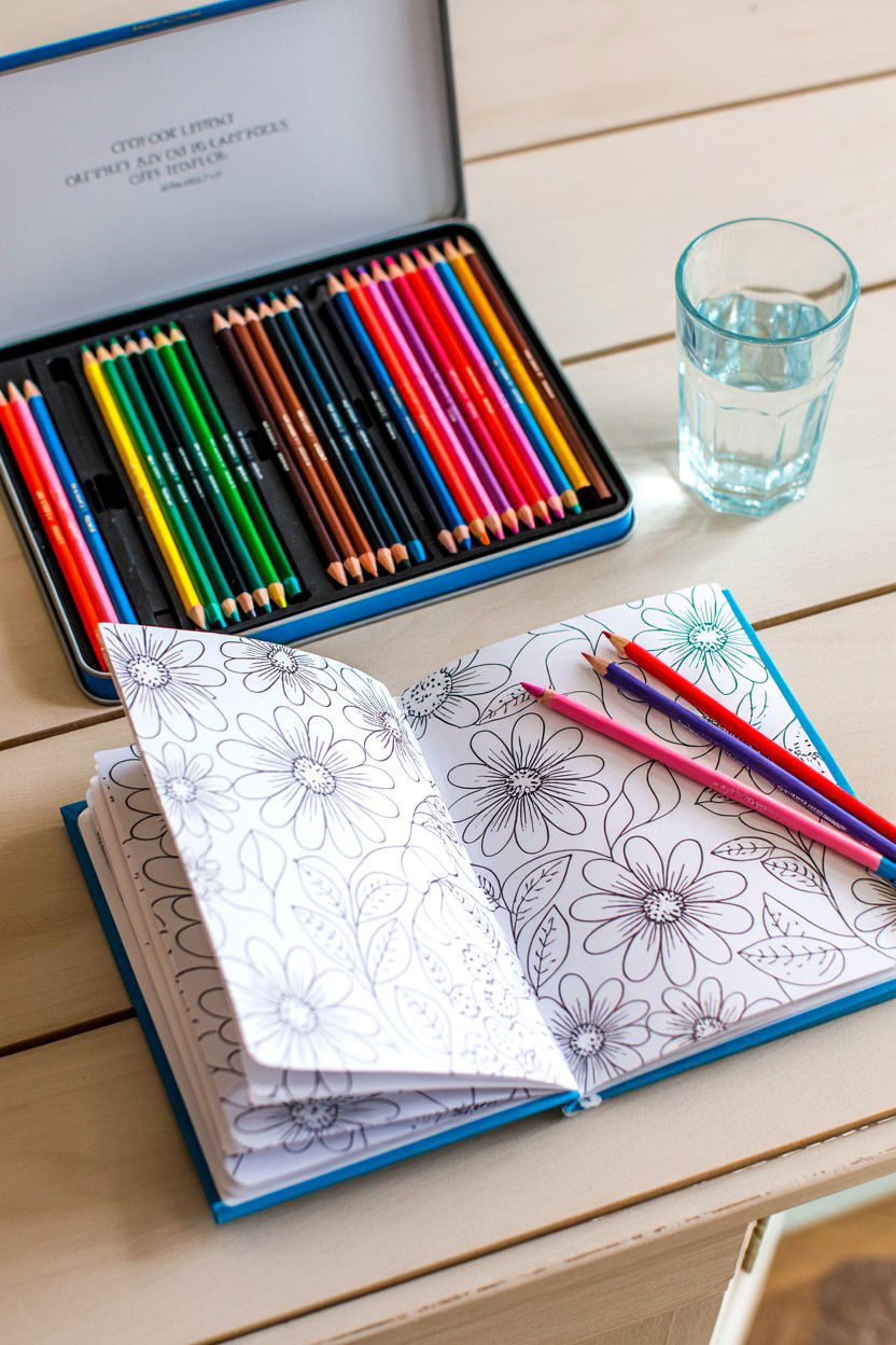 Adult coloring and art set - 25 Valentine's Day Relaxation Gift Basket Ideas