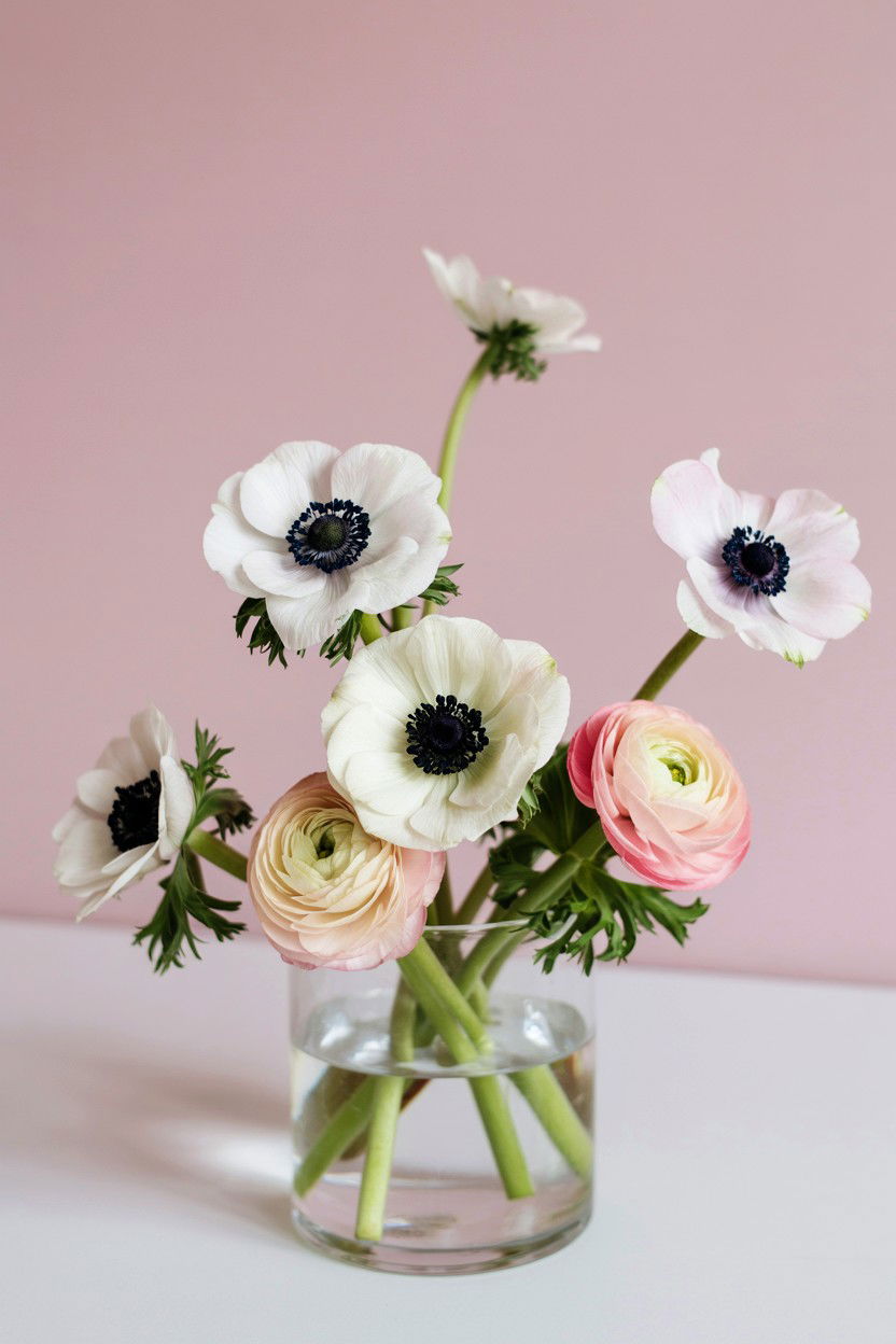 Anemone Flower Arrangement - 25 Valentine's Day Flower Centerpiece Ideas