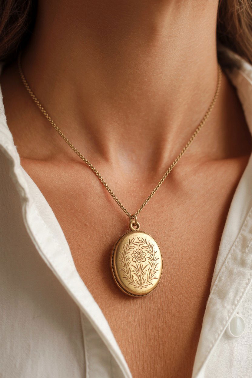 Antique Gold Locket Necklace - 25 Retro Valentine's Day Ideas