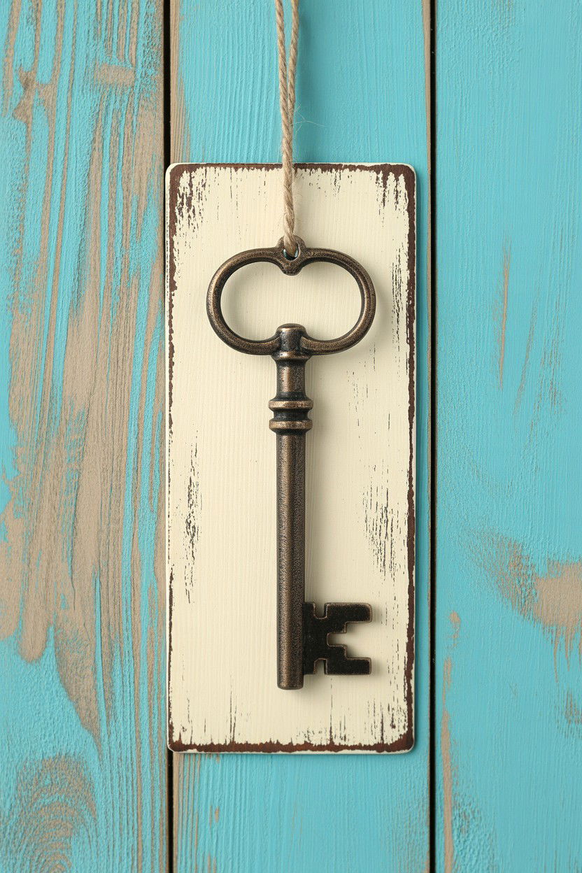 Antique Key Sign - 25 Rustic Valentine's Day Sign Ideas