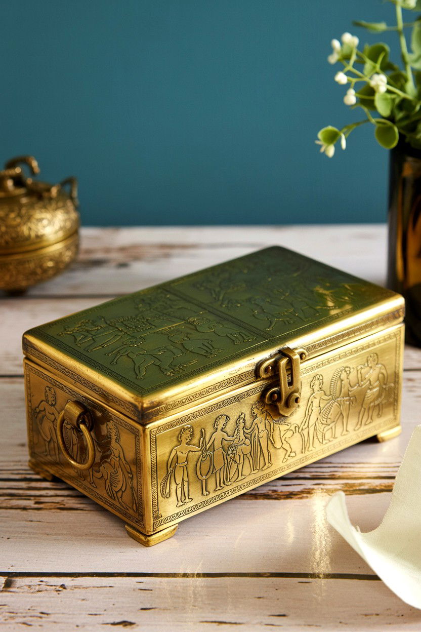 Antique Metal Jewelry Box - 25 Valentine's Day Jewelry Box Ideas