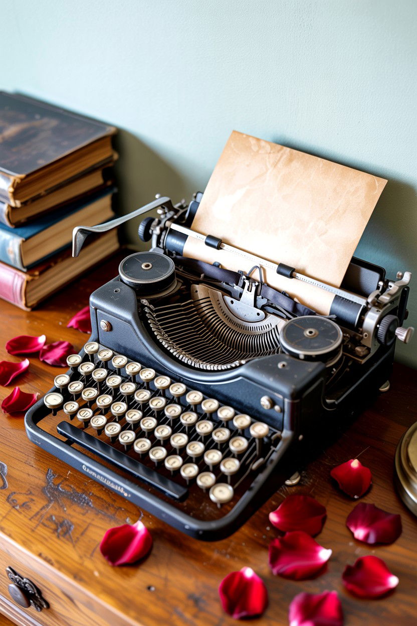Antique Typewriter Display - 25 Vintage Valentine's Day Decorations