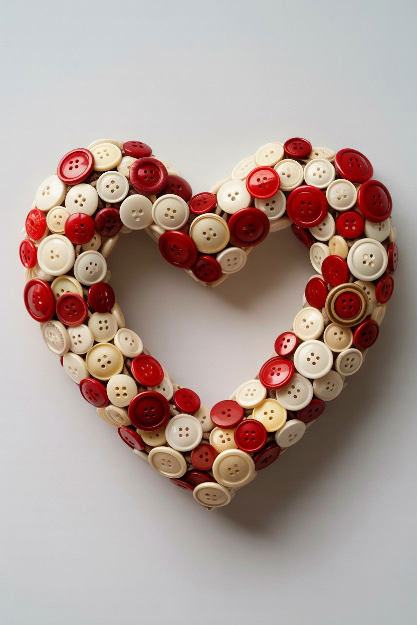 Antique button heart wreath - 25 Vintage Valentine's Day Wreath Ideas