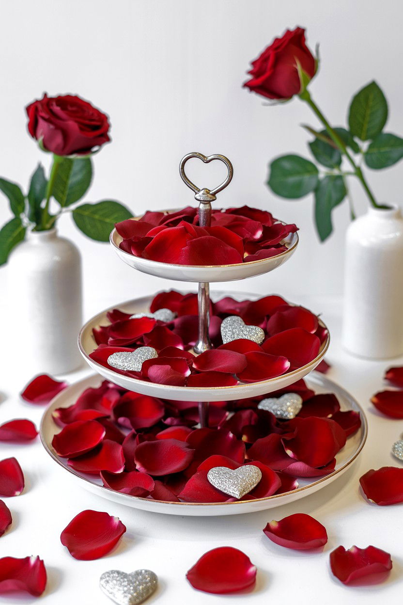Artificial Rose Petals - 25 Valentine's Day Tiered Tray Filler Ideas