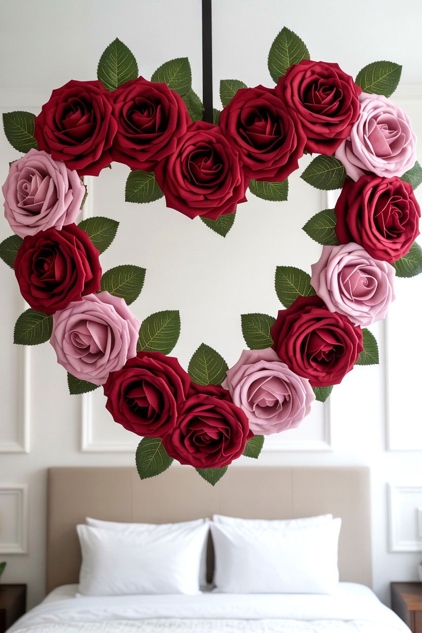 Artificial Rose Wreath - 25 Dollar Store Valentine's Day Wreath Ideas