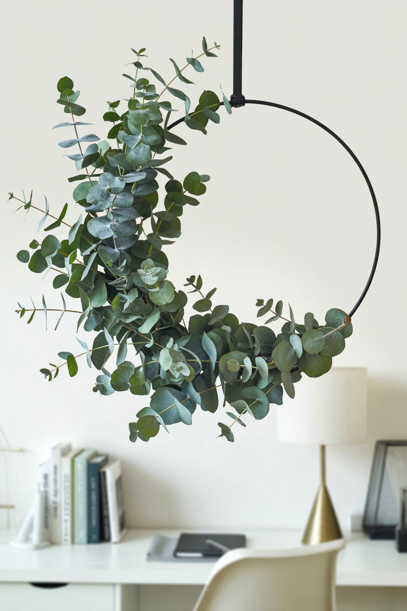 Asymmetrical Eucalyptus Wreath Decor - 25 Eucalyptus Valentine's Day Wreath Ideas