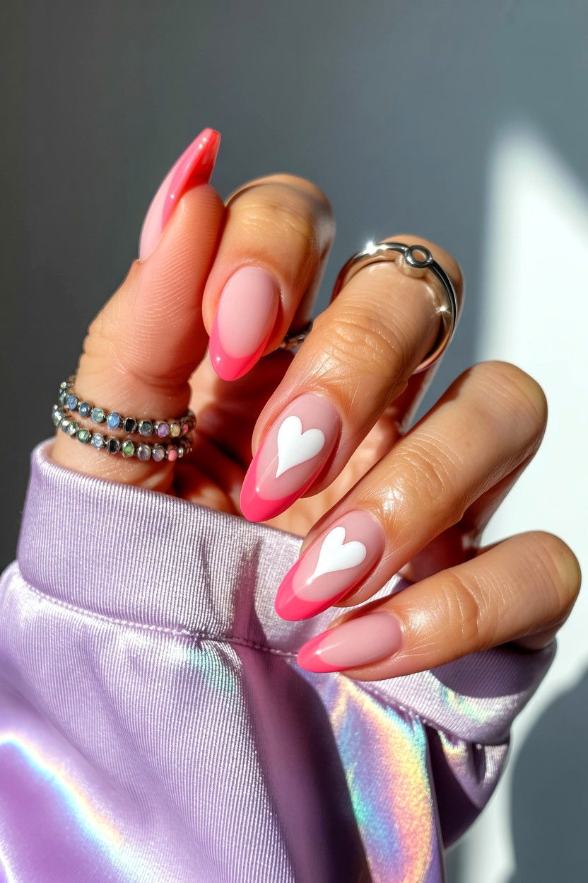 Aura Heart Nails - 25 Valentine's Day Almond Nail Ideas