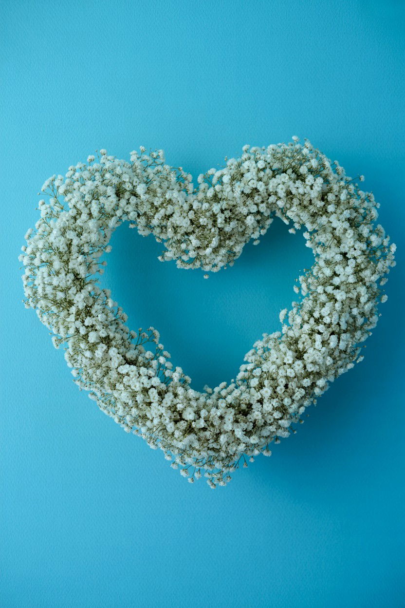 Baby Breath Heart - 25 Heart Shaped Wreath Ideas