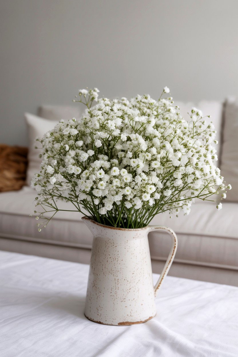 Babys Breath Arrangement - 25 Budget Valentine's Day Flower Ideas