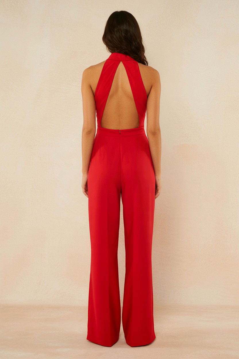 Backless Red Jumpsuit - 25 Valentine's Day Jumpsuit Ideas