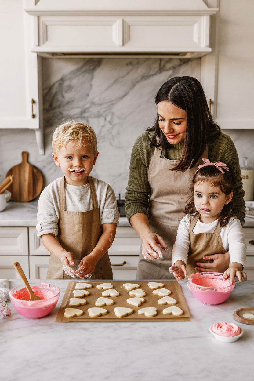 Baking Valentine Cookies - 25 Valentine's Day Family Photo Ideas