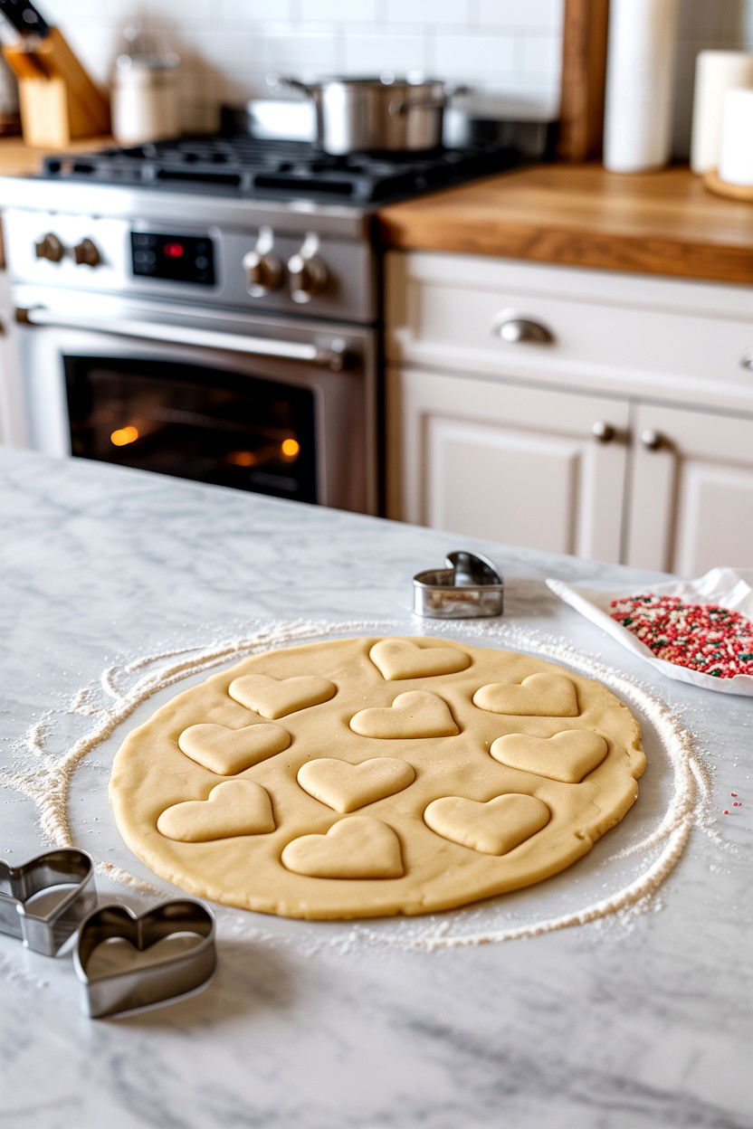 Baking heart shaped cookies - 25 Inexpensive Valentine's Day Ideas
