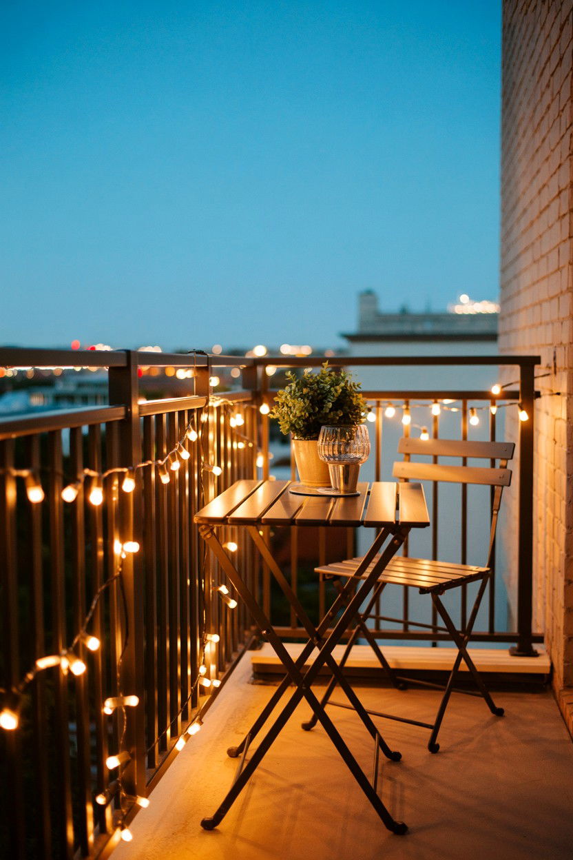 Balcony String Lights - 25 Aesthetic Valentine's Day Ideas
