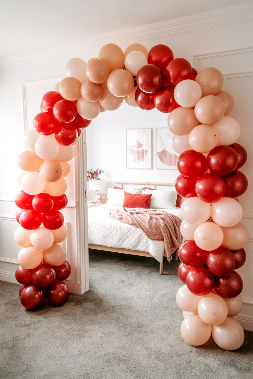 Balloon Arch - 25 Budget Valentine's Day Room Setup Ideas
