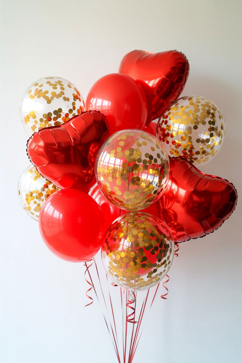 Balloon Bouquet With Confetti - 25 Valentine's Day Confetti Balloon Ideas