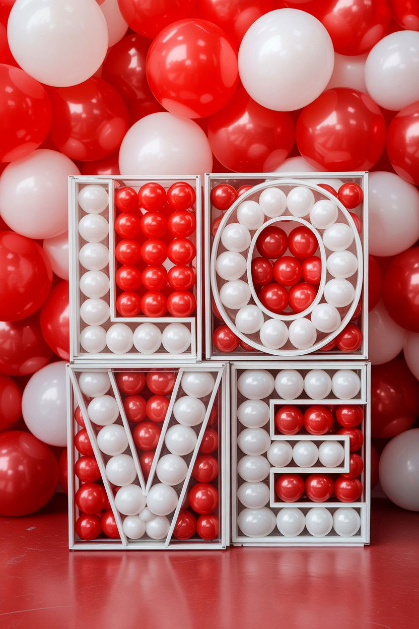 Balloon Box Letters - 25 Valentine's Day Party Backdrop Ideas