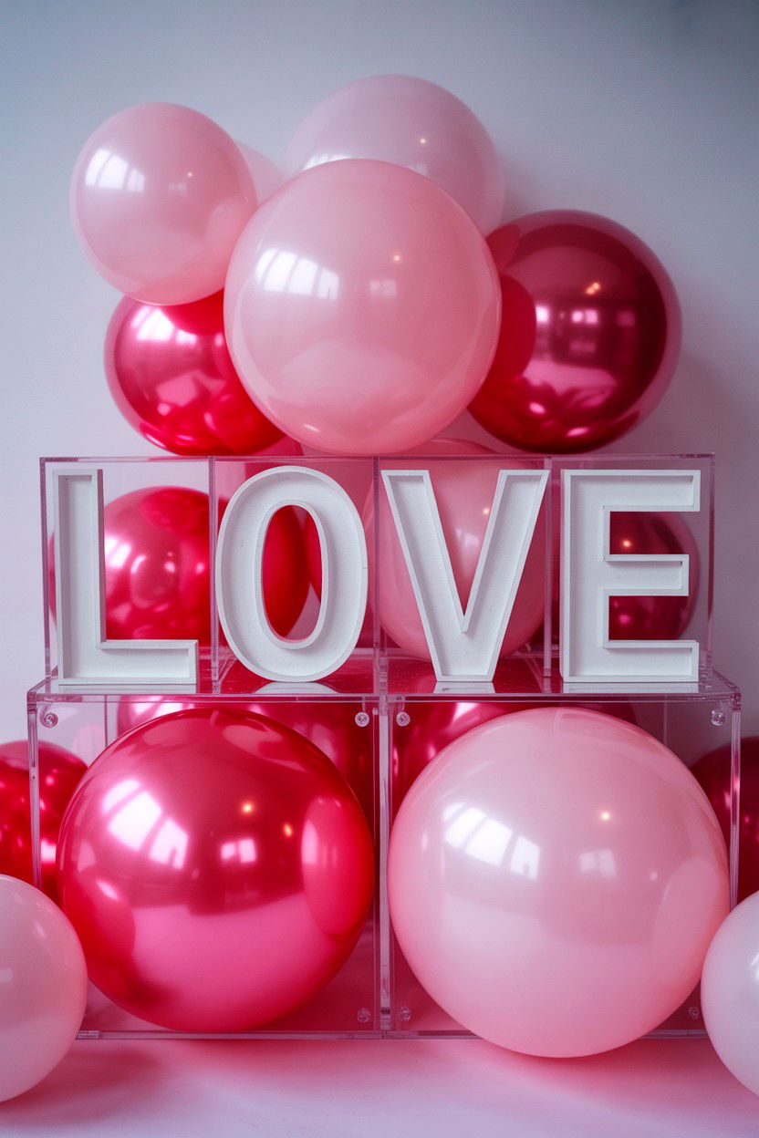 Balloon Box With Letters - 25 Valentine's Day Party Balloon Ideas