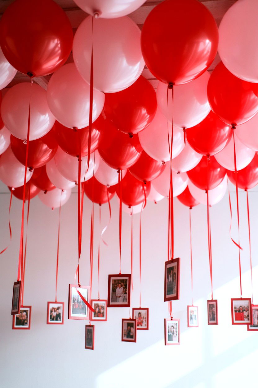 Balloon Ceiling Decoration - 25 Valentine's Day Sweet Surprise Ideas