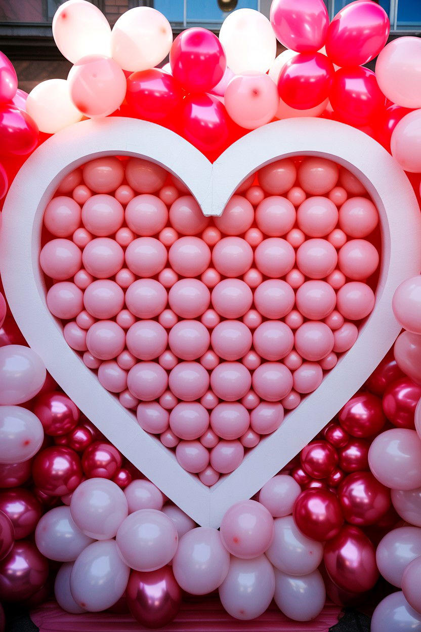 Balloon Mosaic Heart - 25 Valentine's Day Party Backdrop Ideas