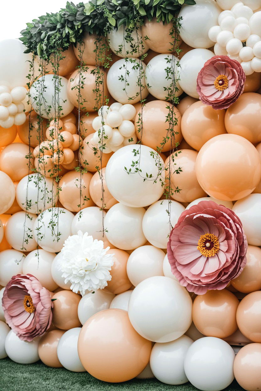 Balloon Wall With Flowers - 25 Valentine's Day Balloon Wall Ideas