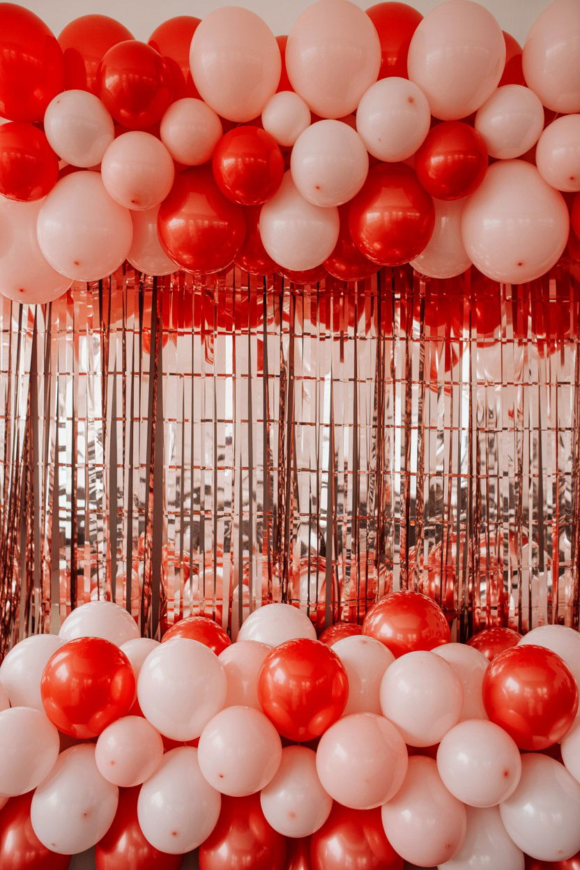 Balloon Wall With Fringe - 25 Valentine's Day Balloon Wall Ideas
