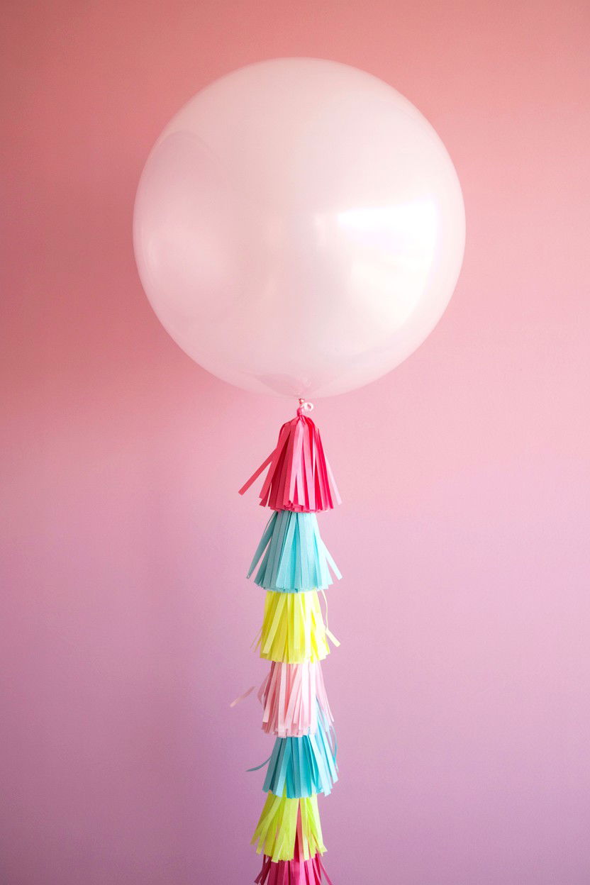 Balloon With Long Tassel Tail - 25 Valentine's Day Balloon Surprise Ideas