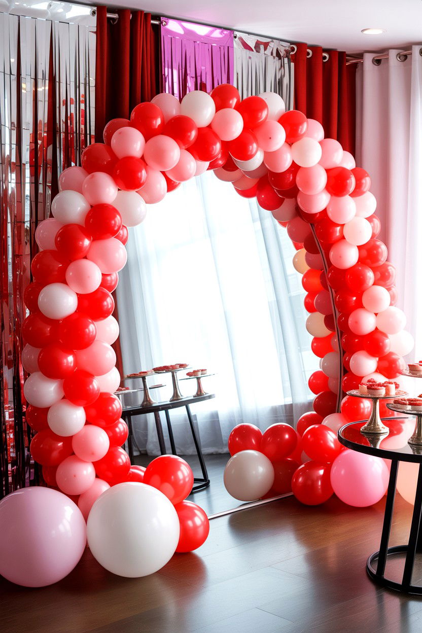 Balloon arch mirror frame - 25 Valentine's Day Mirror Decor Ideas