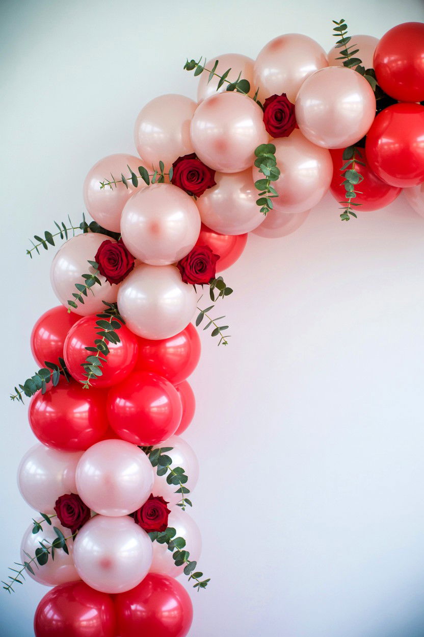 Balloon arch with flowers - 25 Valentine's Day Balloon Arch Ideas