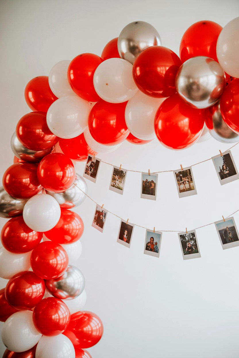 Balloon arch with polaroids - 25 Valentine's Day Photo Balloon Ideas