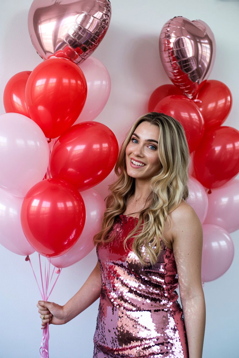 Balloon backdrop photo card - 25 Valentine's Day Photo Card Ideas