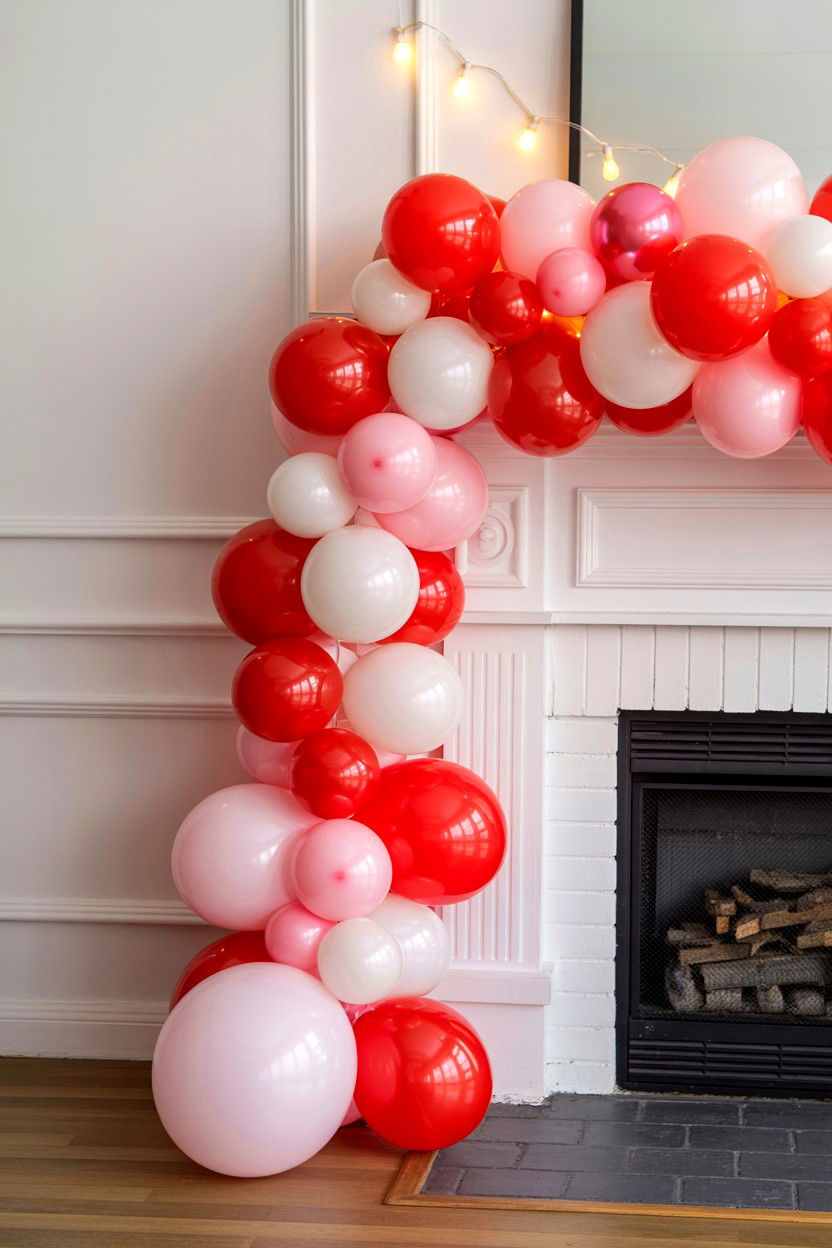 Balloon garland for mantle - 25 Valentine's Day Balloon Garland Ideas