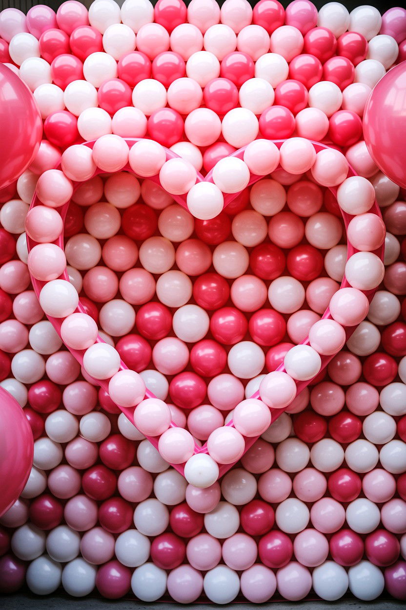 Balloon mosaic heart frame - 25 Valentine's Day Photo Balloon Ideas