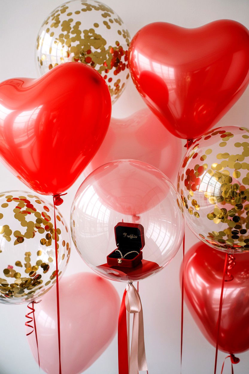 Balloon pop surprise - 25 Valentine's Day Reveal Surprise Ideas